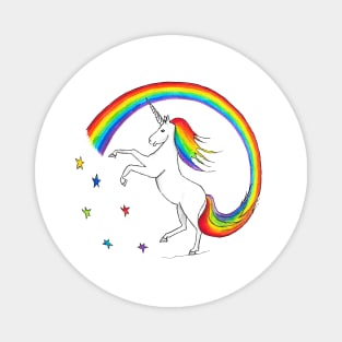 Rainbow Unicorn with Colourful Stars Positive Print Magnet